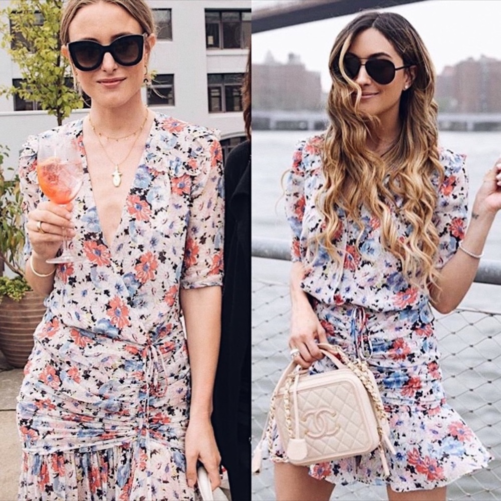Veronica Beard Floral Mini Dress - Blue, Pink, White